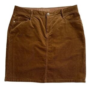 Rust Brown Corduroy Knee Length Skirt